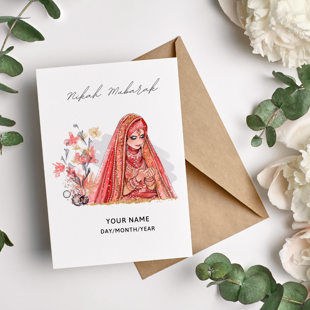 Islamic Red Wedding Nikah Card