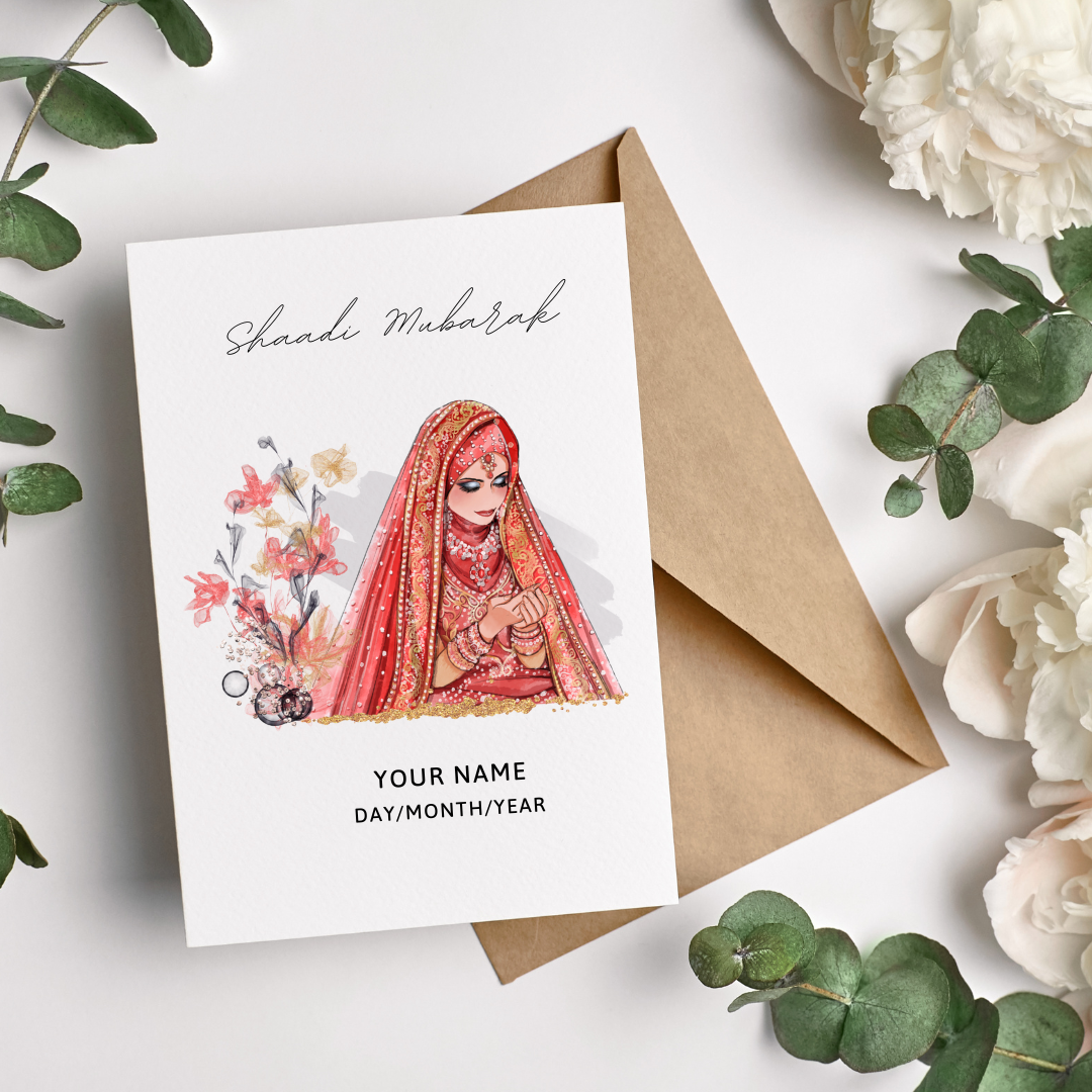 Islamic Red Wedding Nikah Card