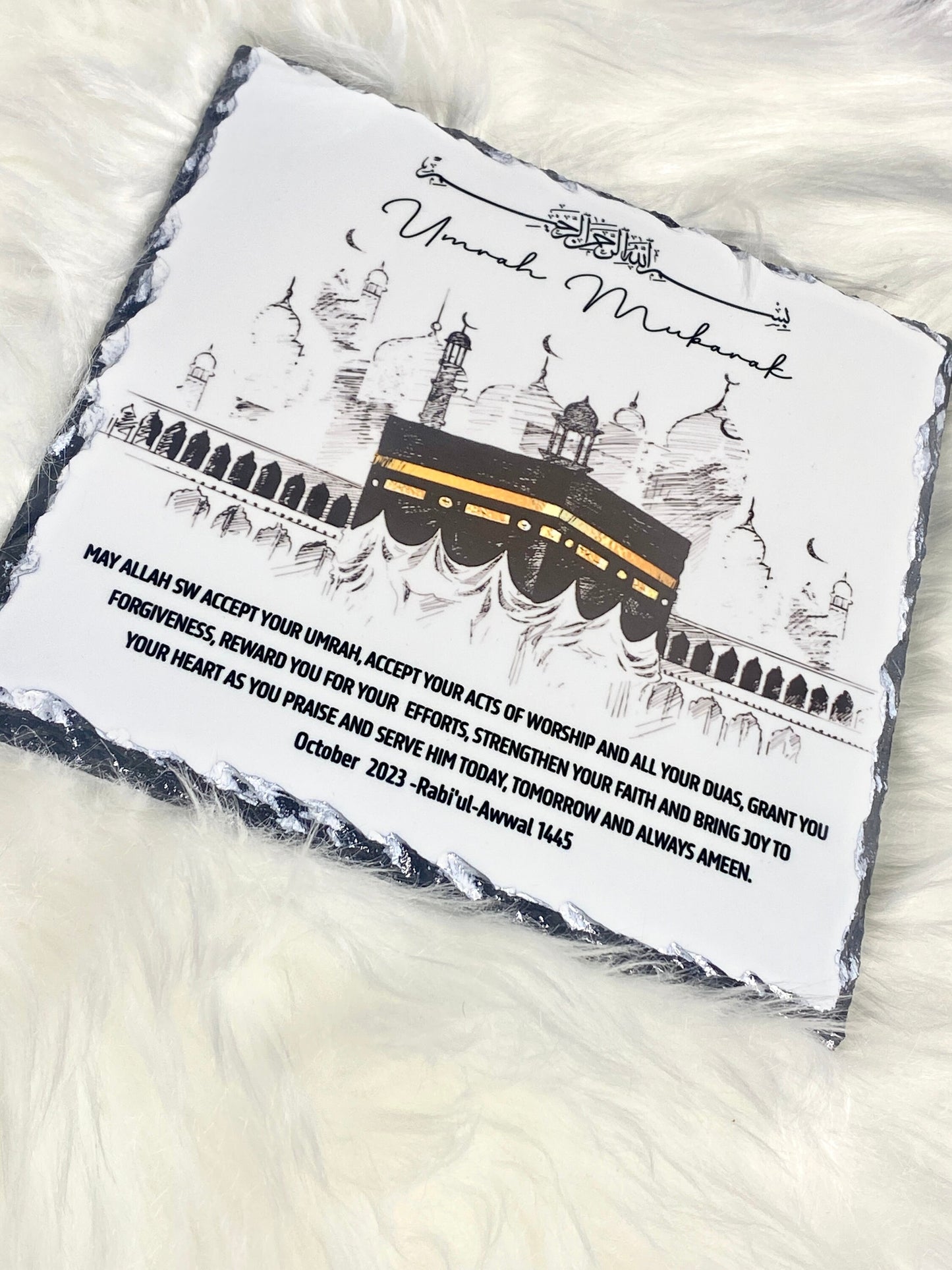 Umrah/Hajj Mubarak gift rock slate 20cm