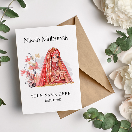 Islamic Red Wedding Nikah Card