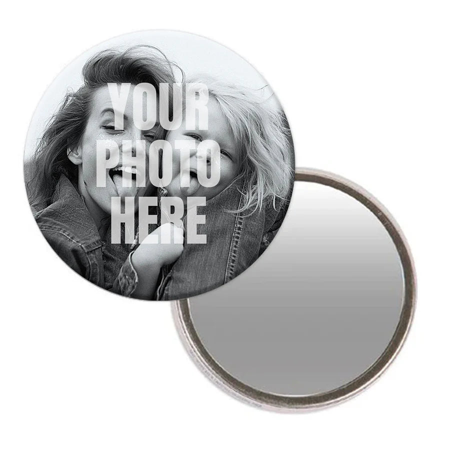Handmade Personalised Pocket Mirrors (58mm & 75mm) – Custom Photo or Name Compact Mirrors