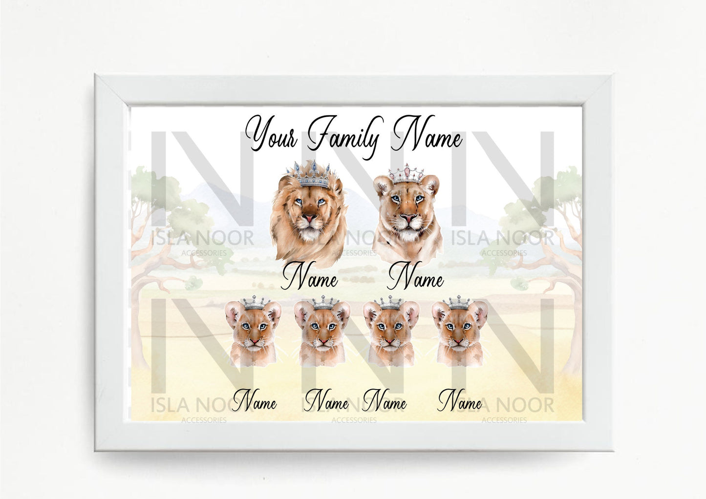 Our Lion Animal Family Custom  print Framed
