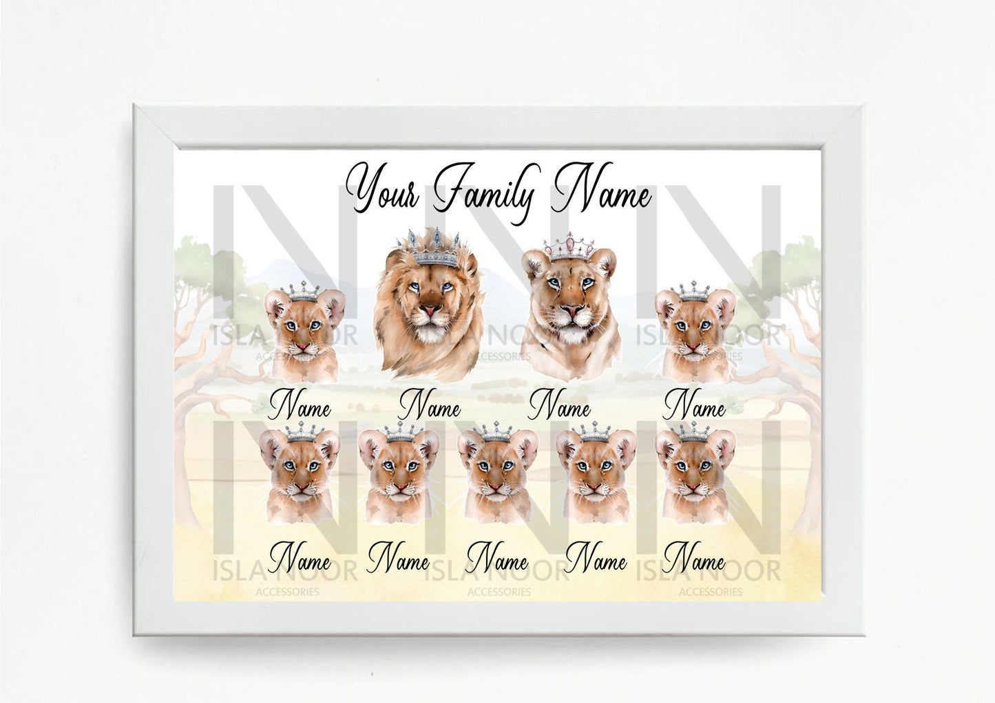 Our Lion Animal Family Custom  print Framed