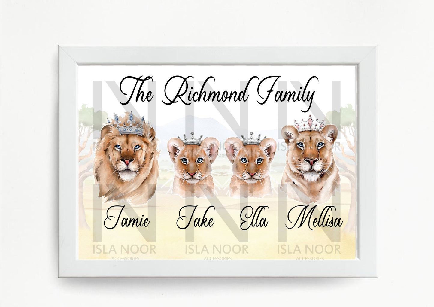 Our Lion Animal Family Custom  print Framed