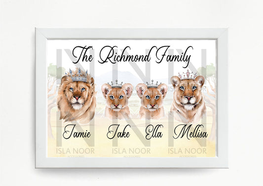 Our Lion Animal Family Custom  print Framed