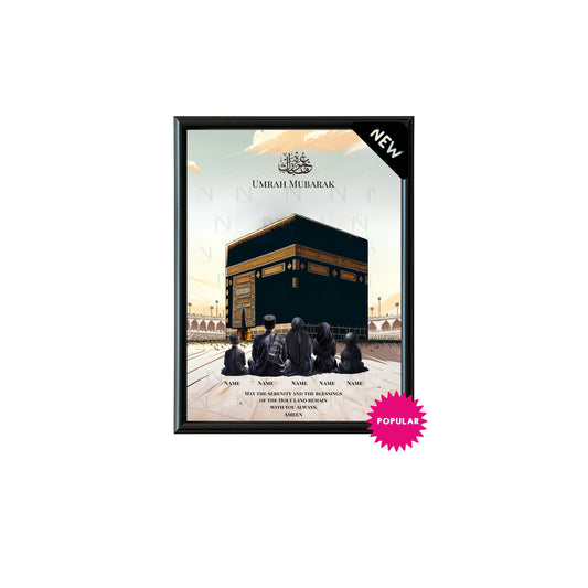 Custom umrah /hajj Mubarak print Frame sitting.